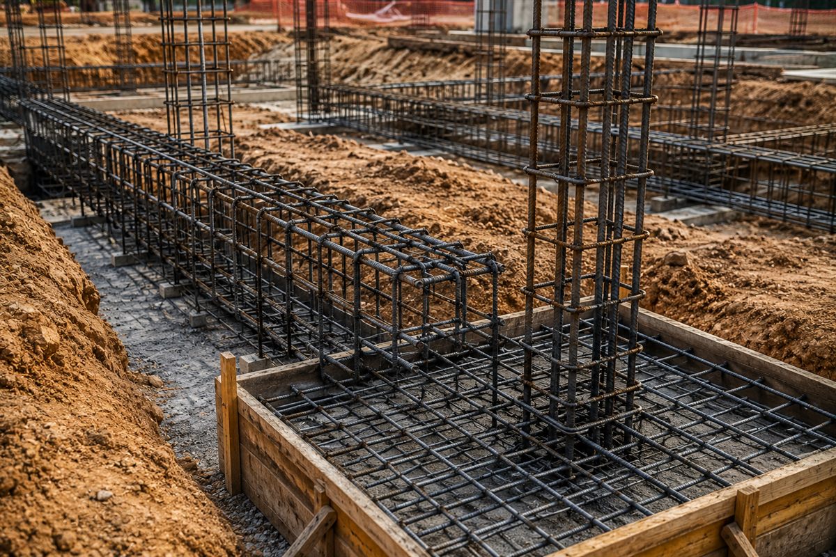 Ferragens armadas para estrutura de concreto
